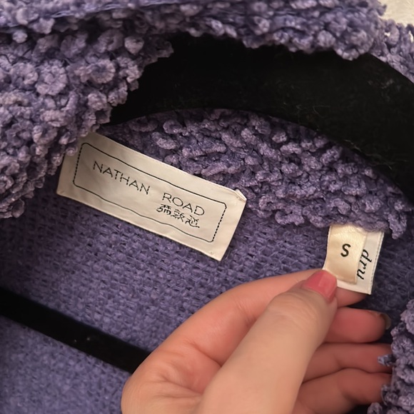 Vintage Nathan Road Boucle long sleeve purple sweater with removable tie - Picture 2 of 8